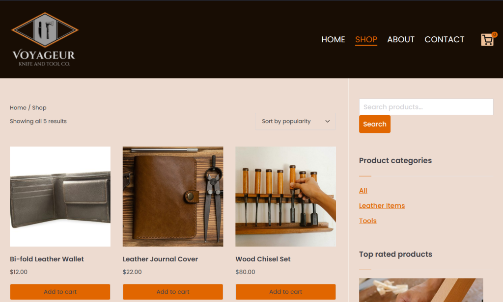 Screenshot of web page