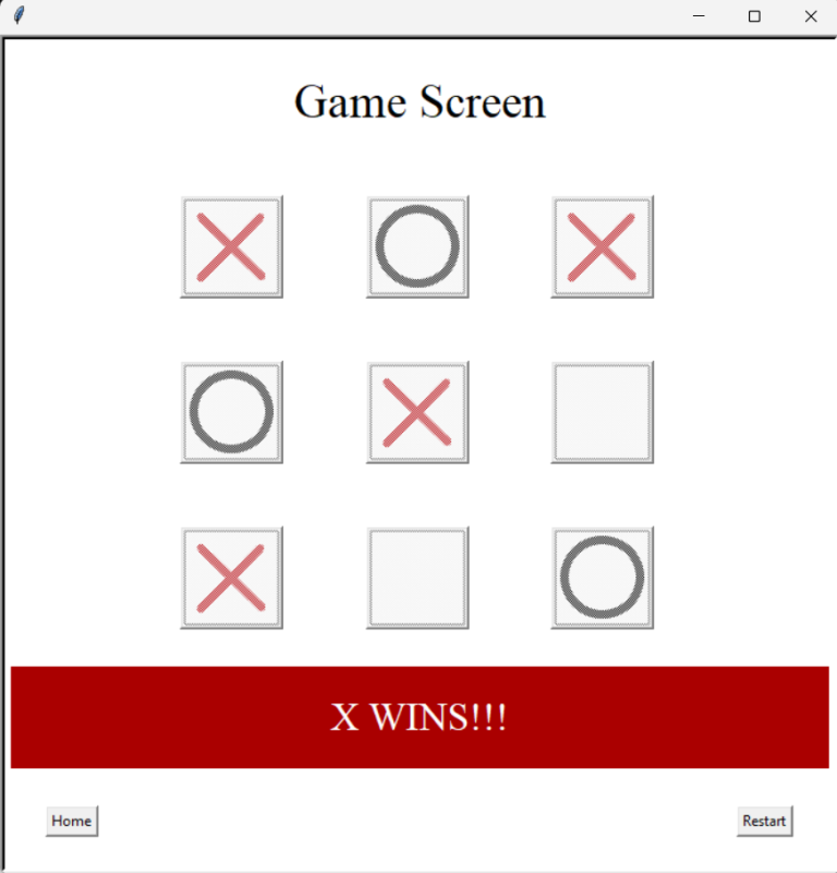 Tic-tac-toe video game screenshot