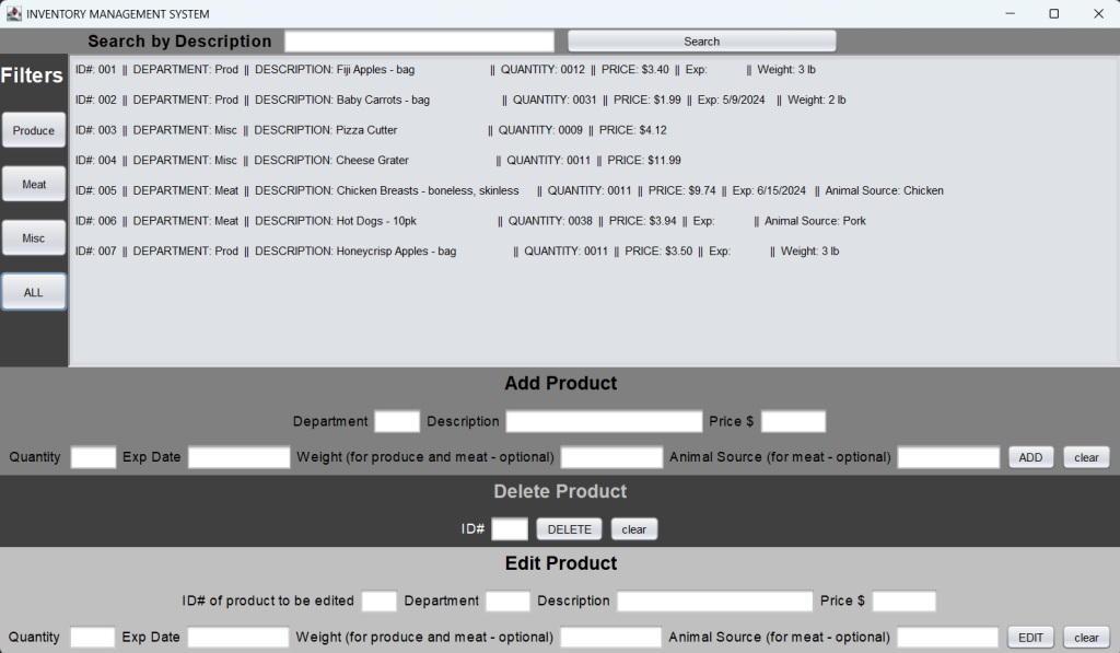 IMS application screenshot