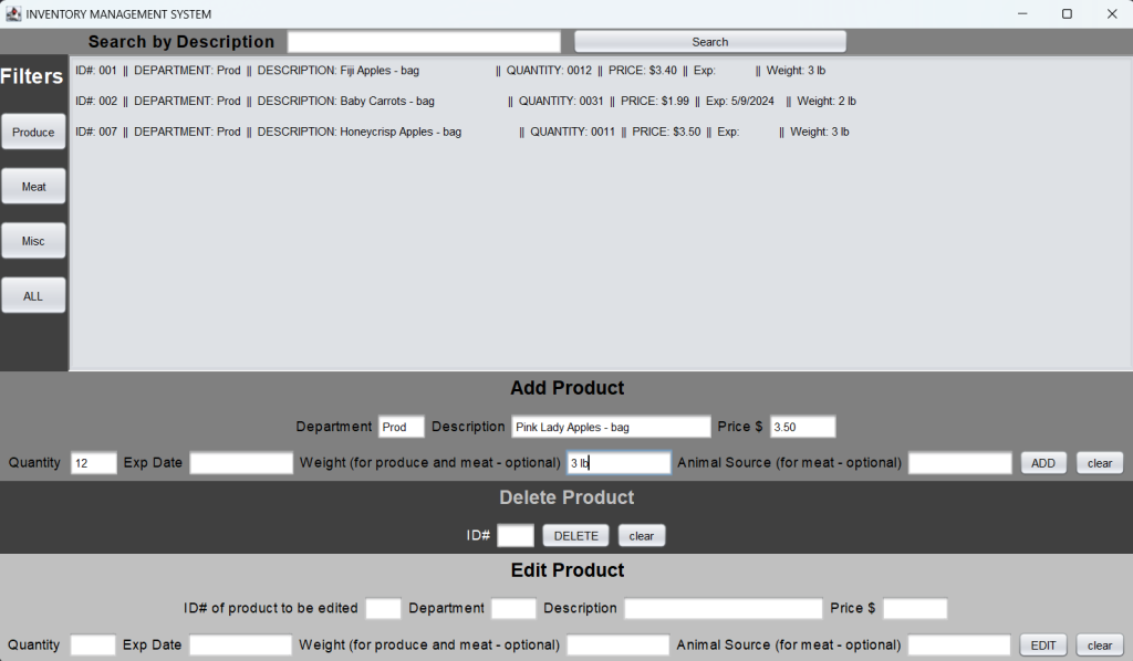 IMS application screenshot