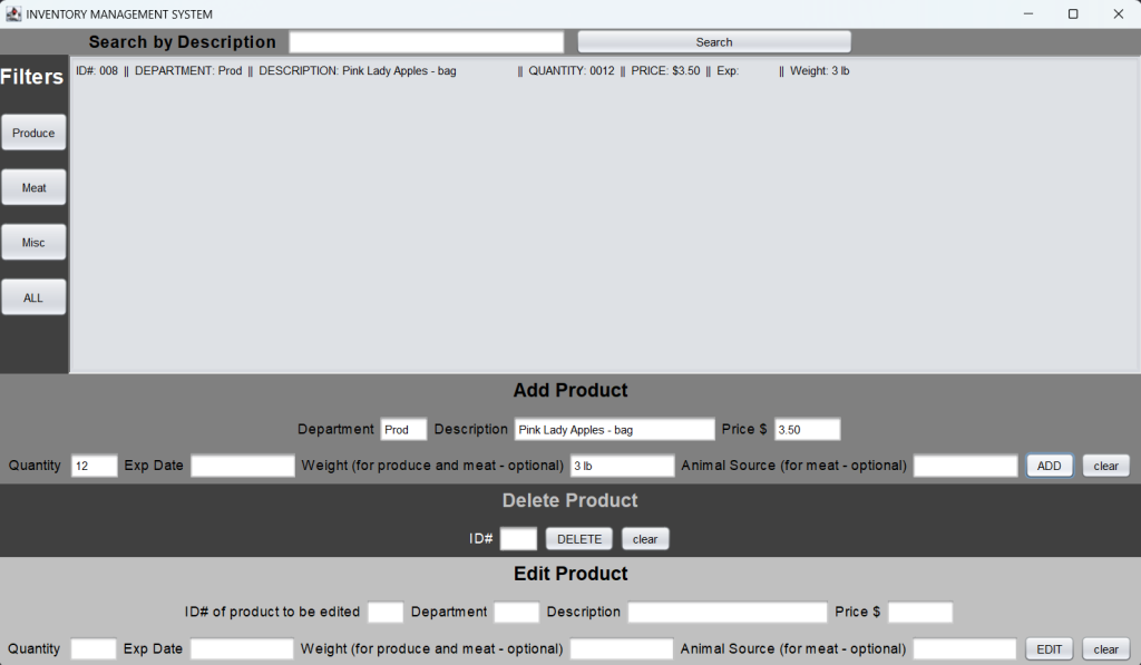 IMS application screenshot