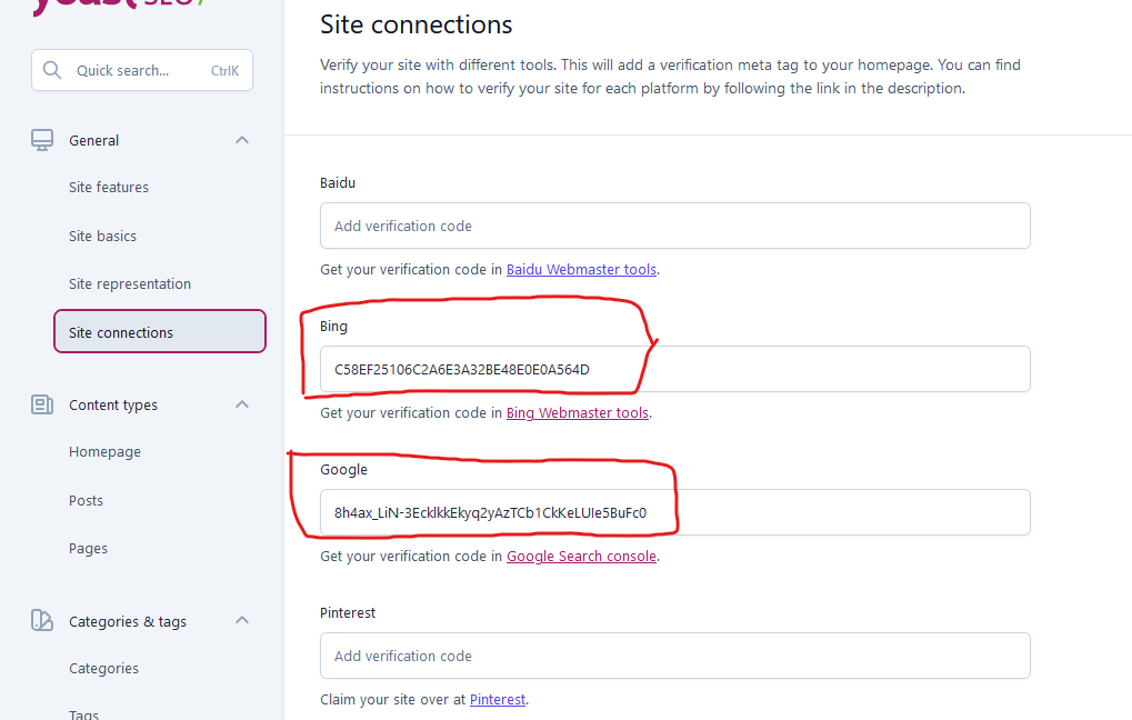 Yoast site connections