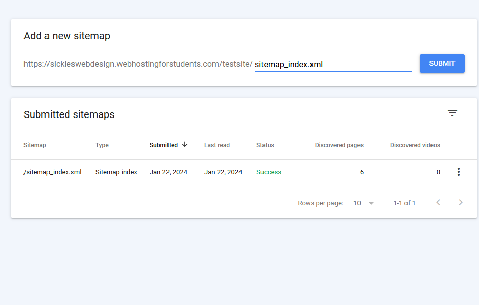 Sitemap submission to Google