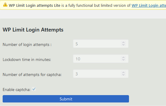 Limit Login Attempts Plugin