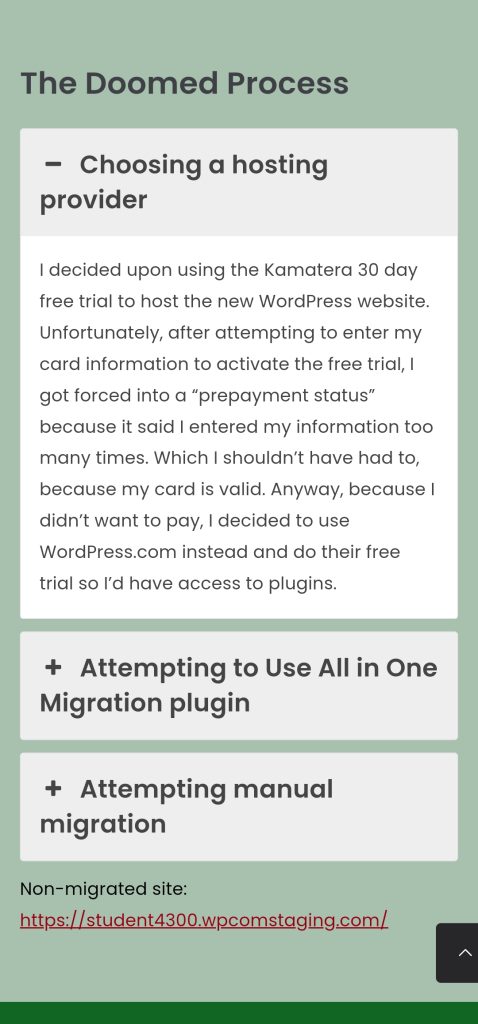 Assignment page - screenshot