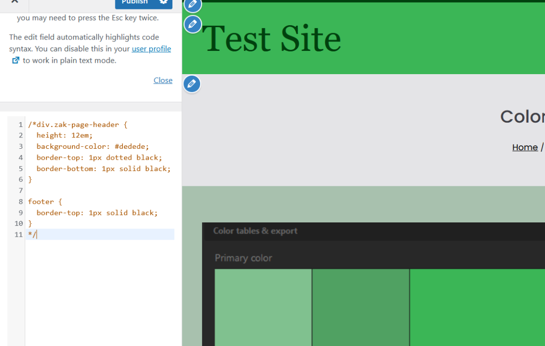 Custom CSS in WordPress customizer