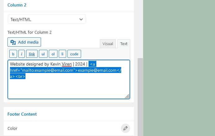 editing footer