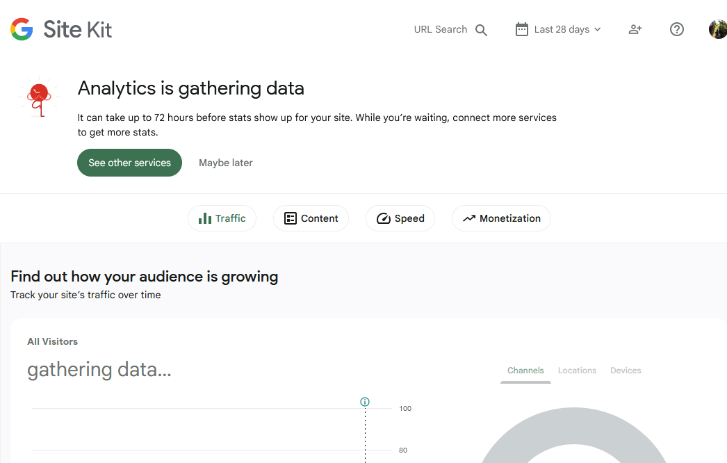 Site Kit dashboard