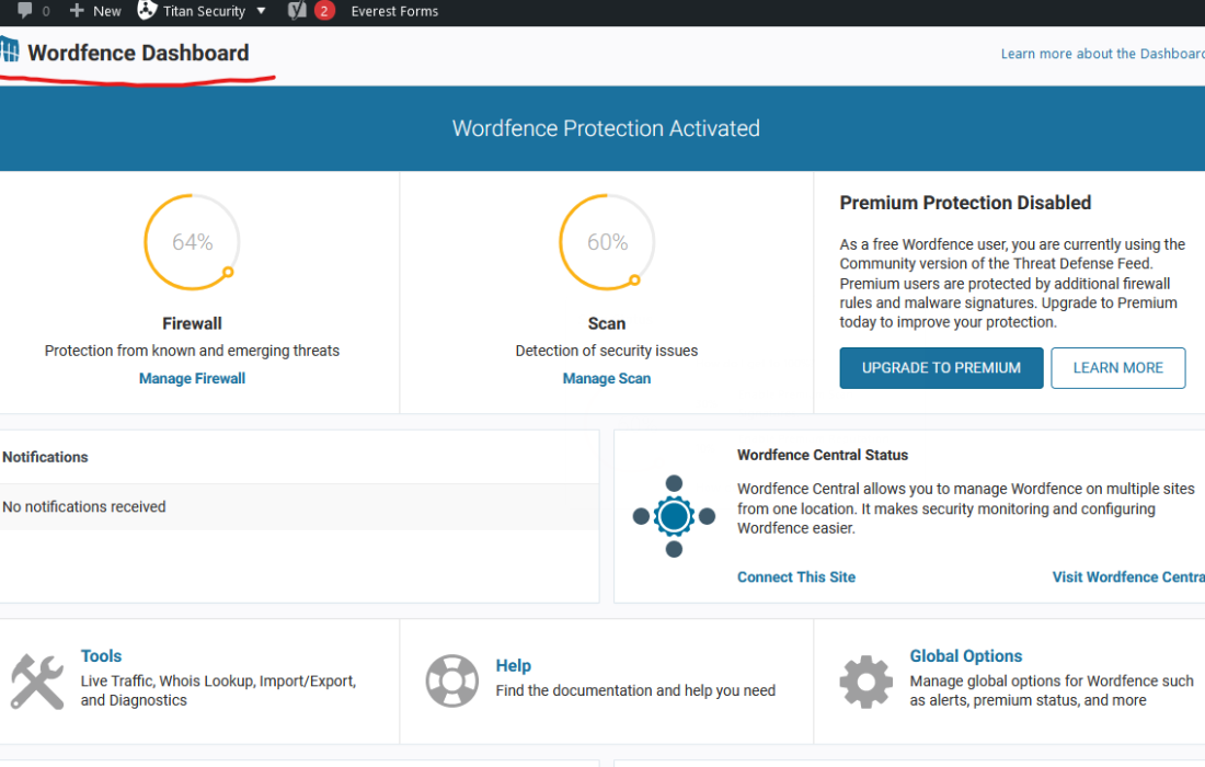 Wordfence Dashboard